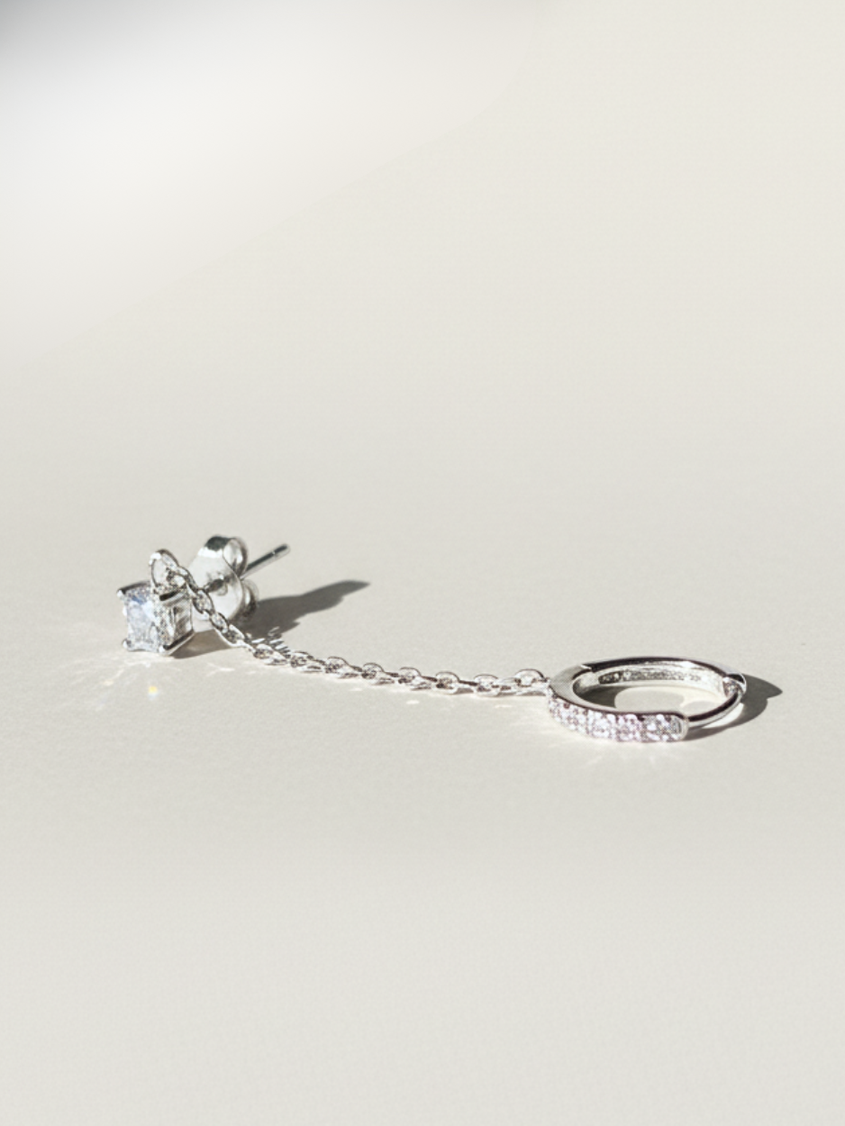 עגיל טווין קלאסי כפול כסף 925