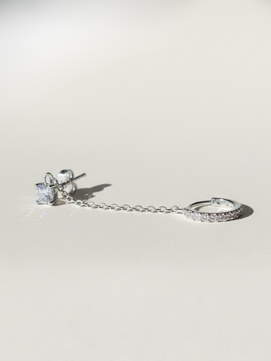 עגיל טווין קלאסי כפול כסף 925