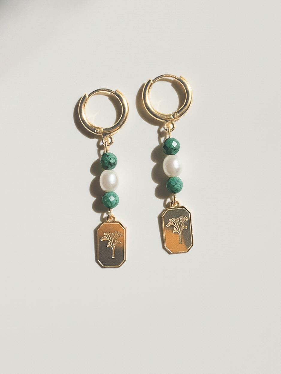 זוג עגילי כלנית זהב