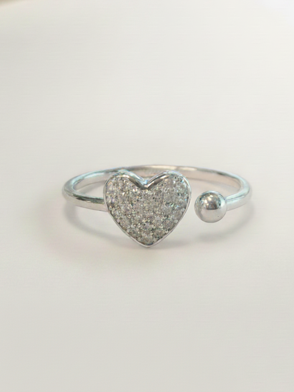 טבעת לב כסף 925