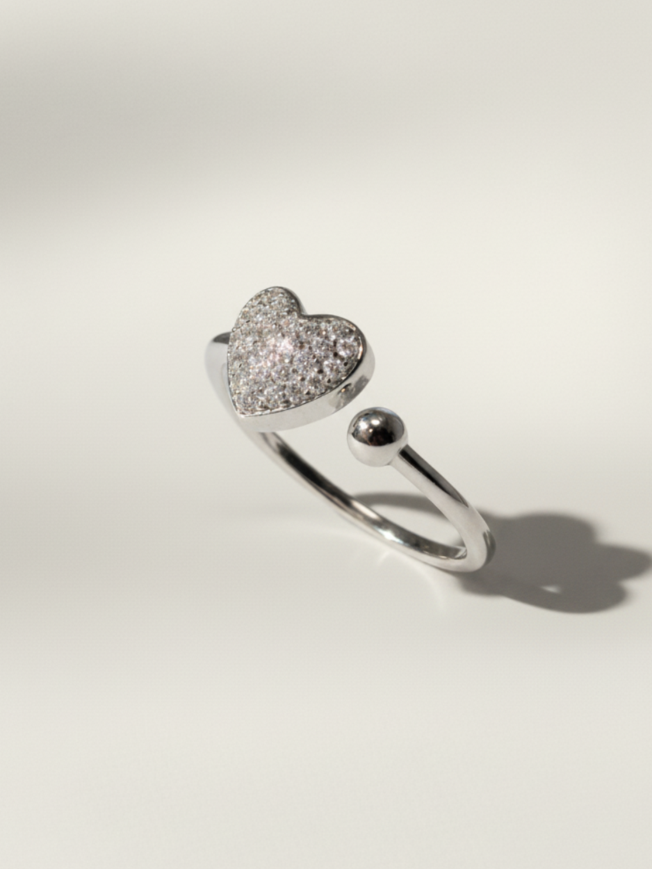 טבעת לב כסף 925