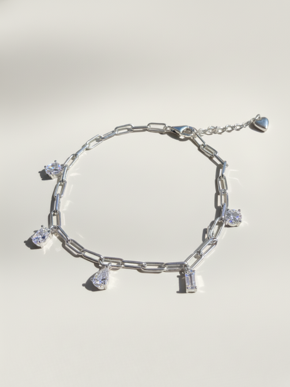 צמיד לולאות זרקונים כסף 925