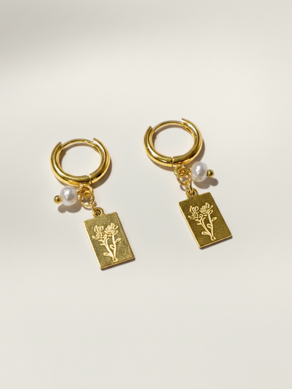 זוג עגילי ורדים זהב