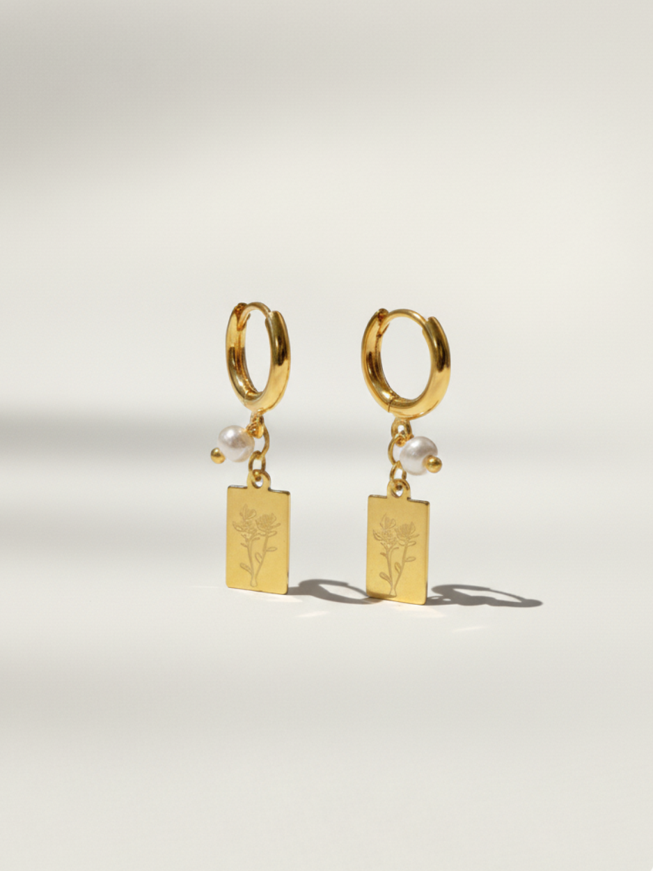 זוג עגילי ורדים זהב