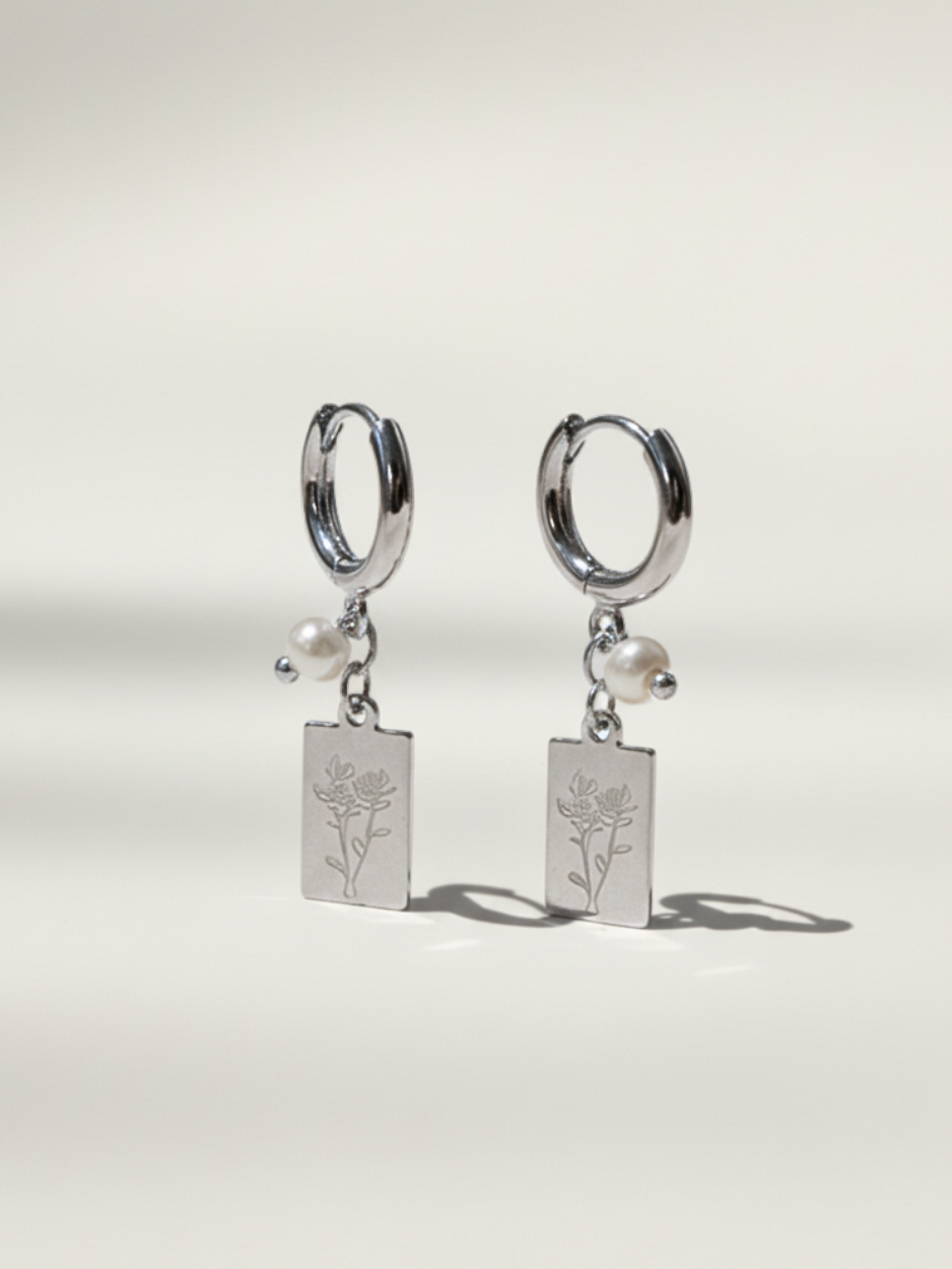 זוג עגילי ורדים כסף