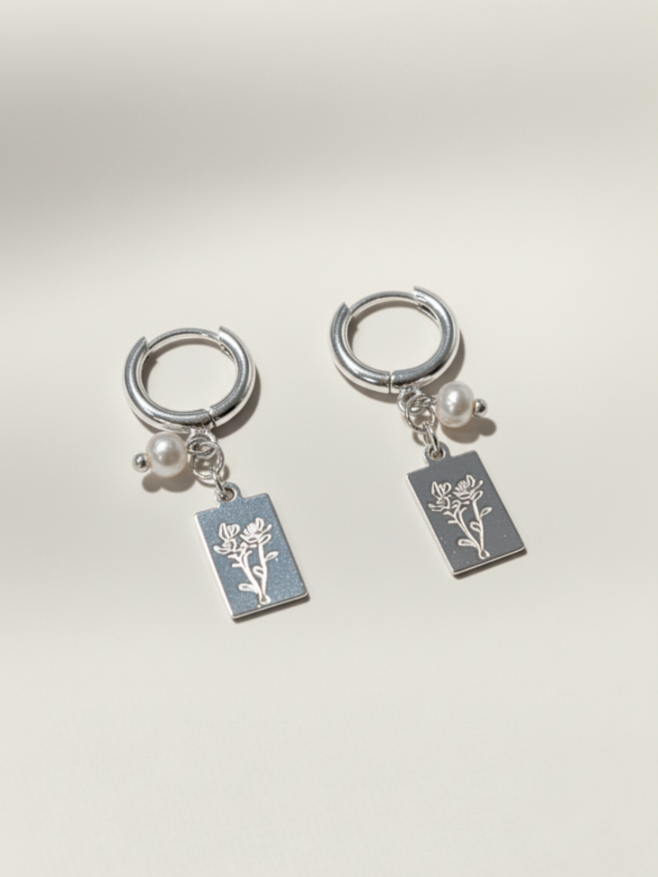 זוג עגילי ורדים כסף