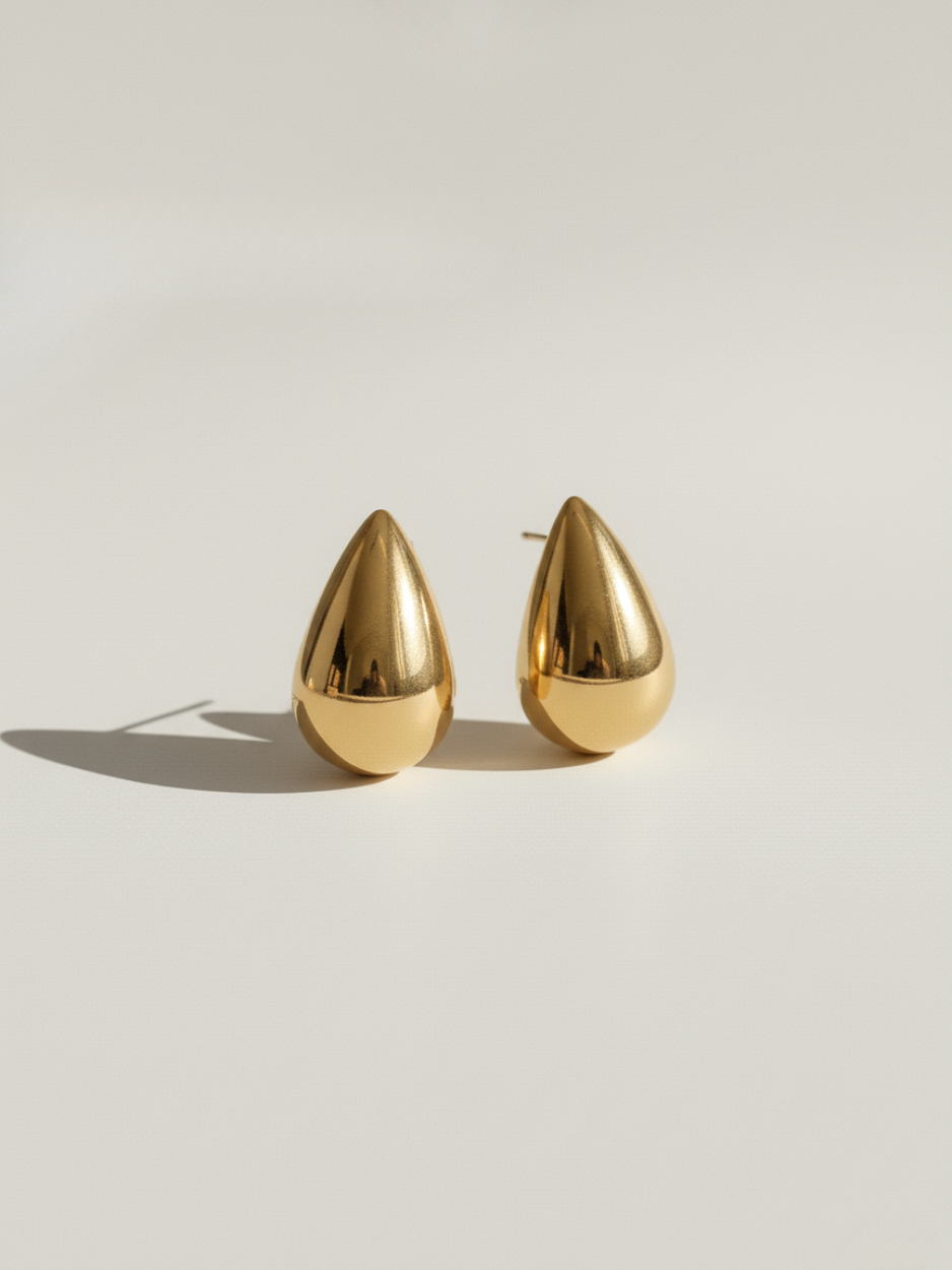 זוג עגילי טיפה זהב