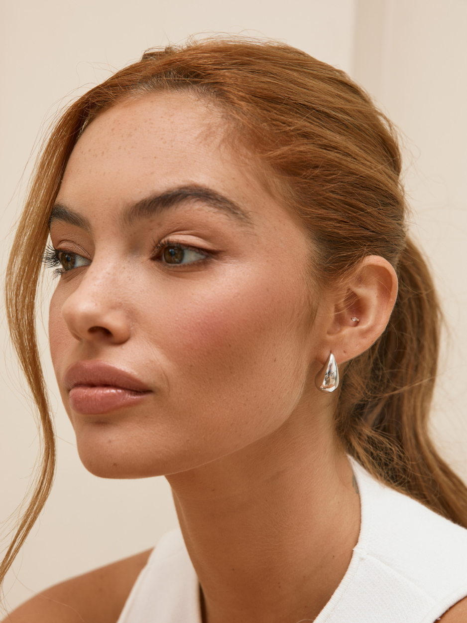 זוג עגילי טיפה כסף