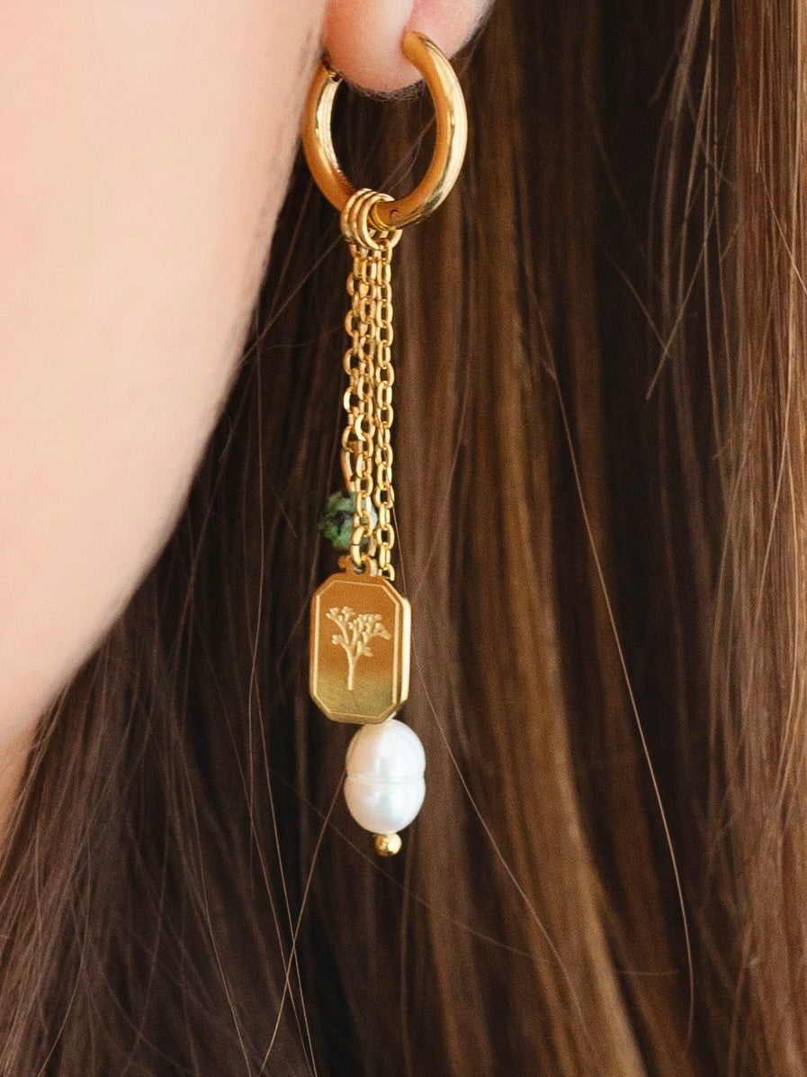 זוג עגילי טריפל קלואי זהב