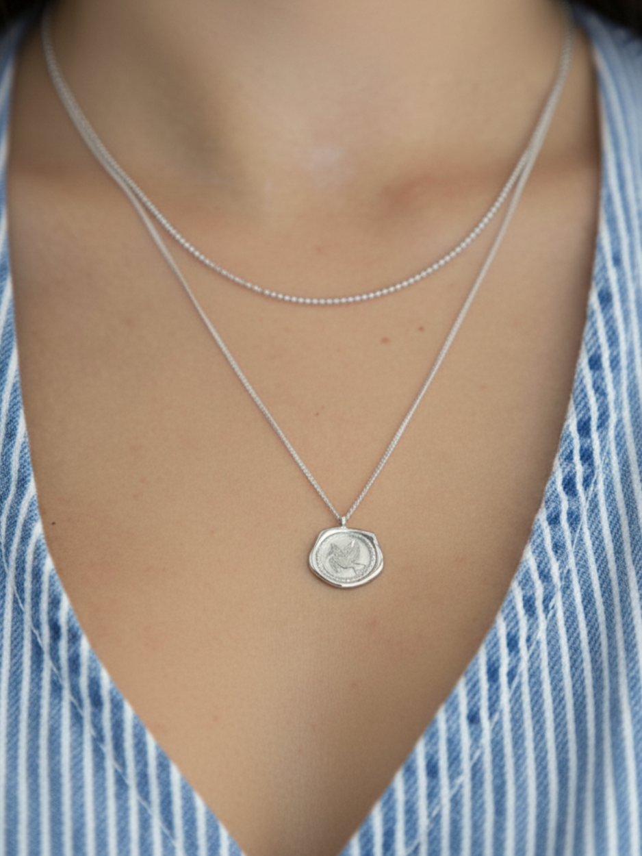 שרשרת מטבע כפולה כסף 925