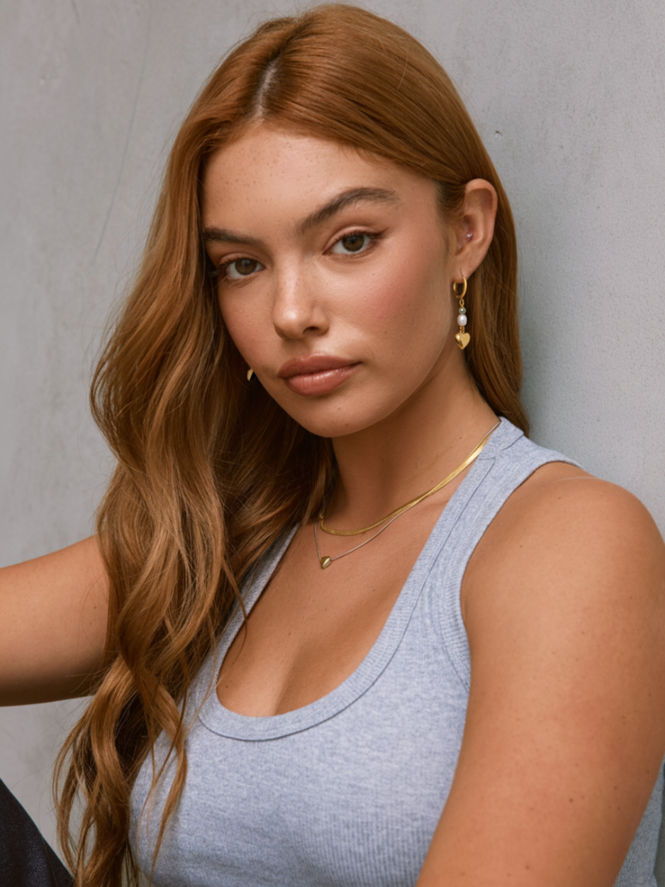 זוג עגילי קלואי לב זהב