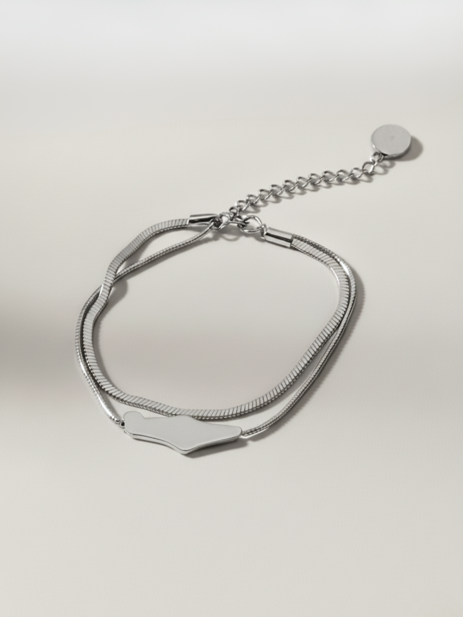 צמיד מפה כפול כסף