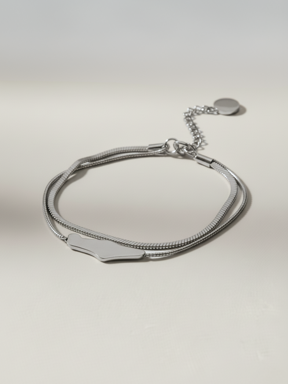 צמיד מפה כפול כסף