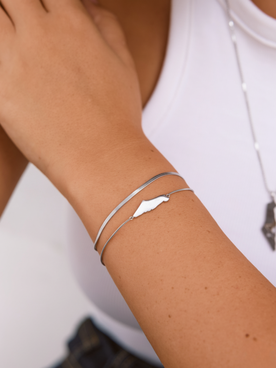 צמיד מפה כפול כסף