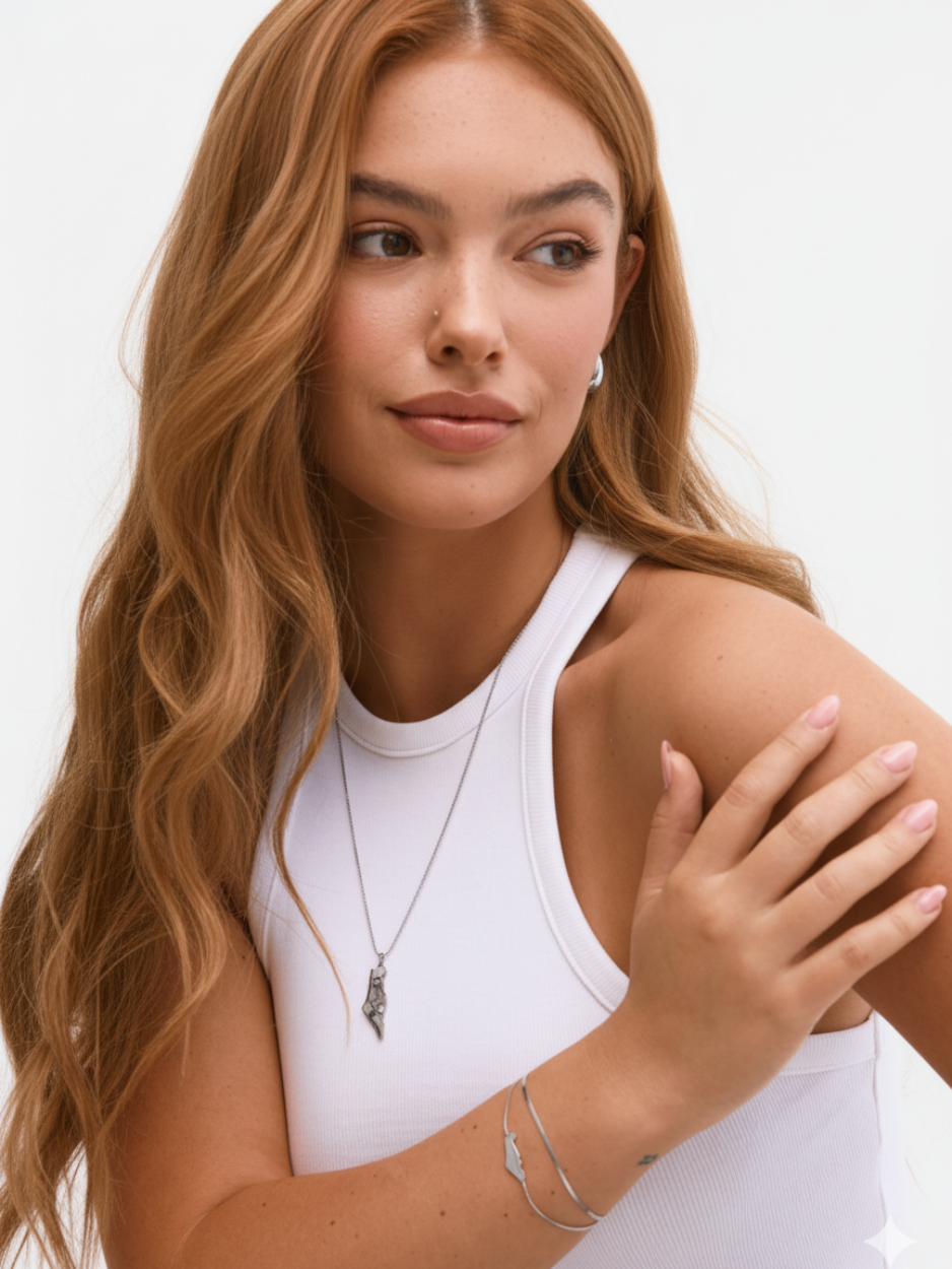 צמיד מפה כפול כסף