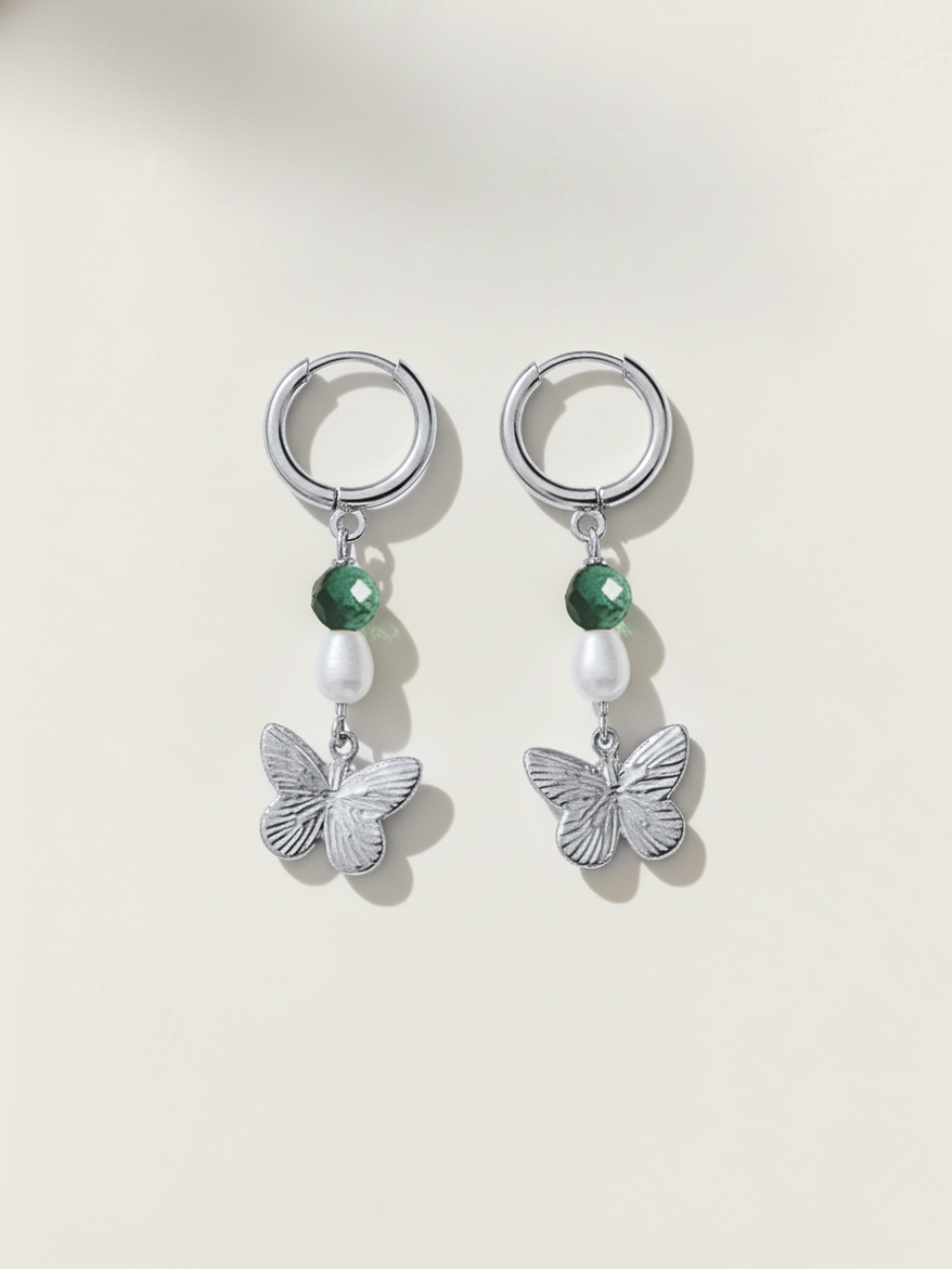 זוג עגילי קלואי פרפר כסף