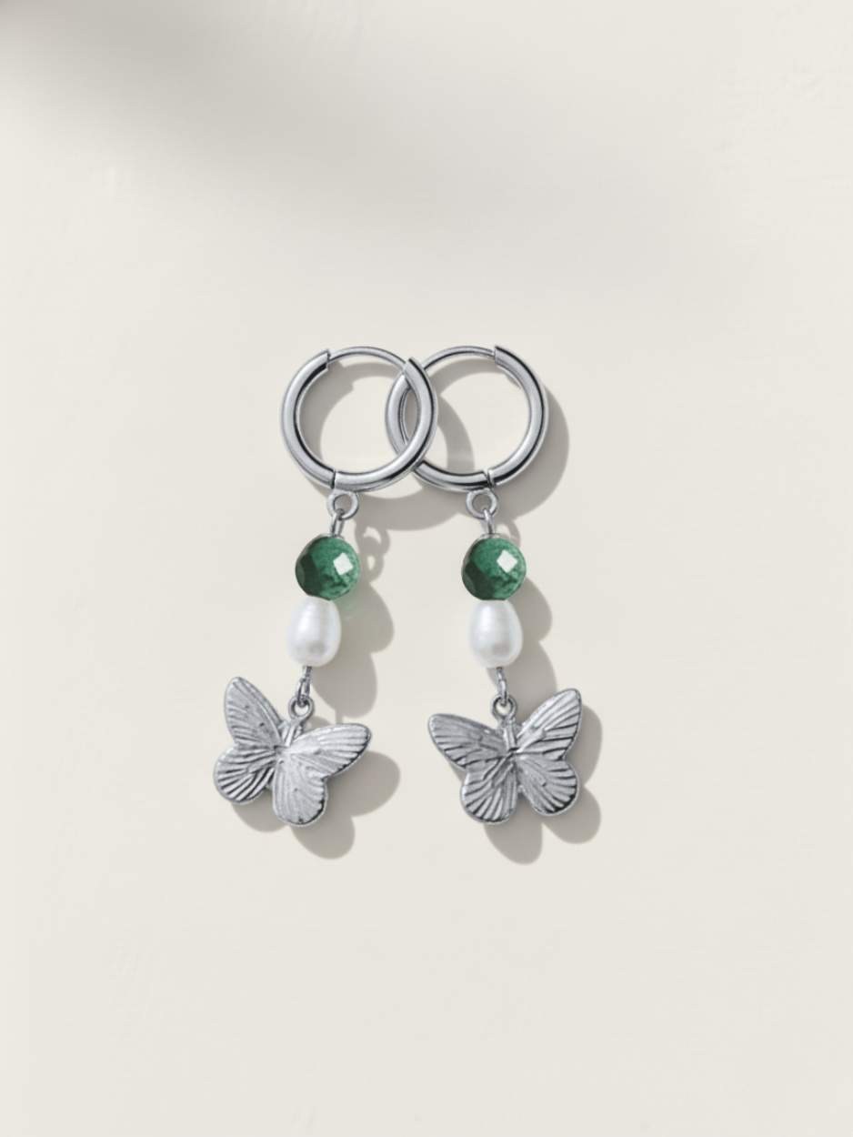 זוג עגילי קלואי פרפר כסף