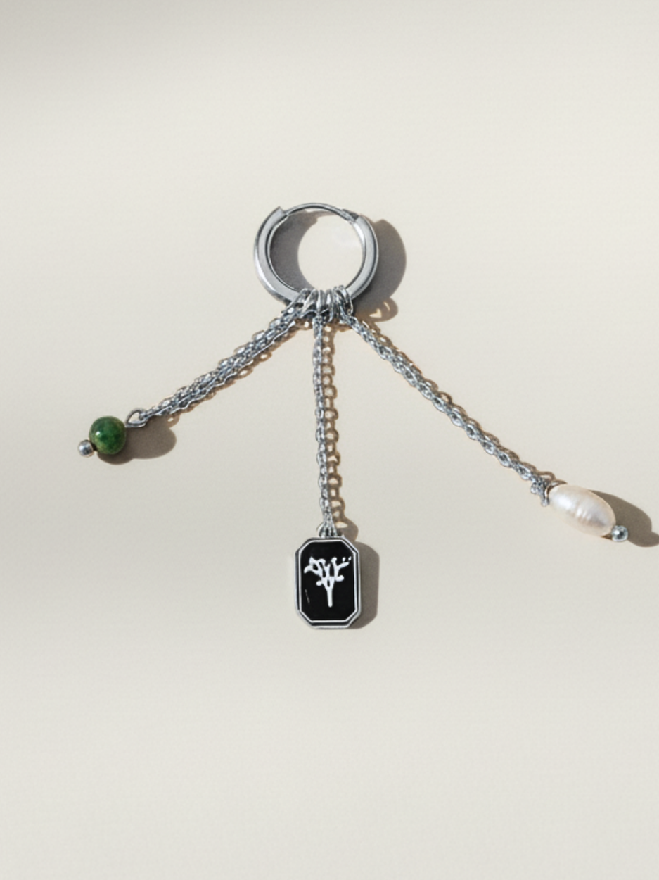 זוג עגילי טריפל קלואי כסף