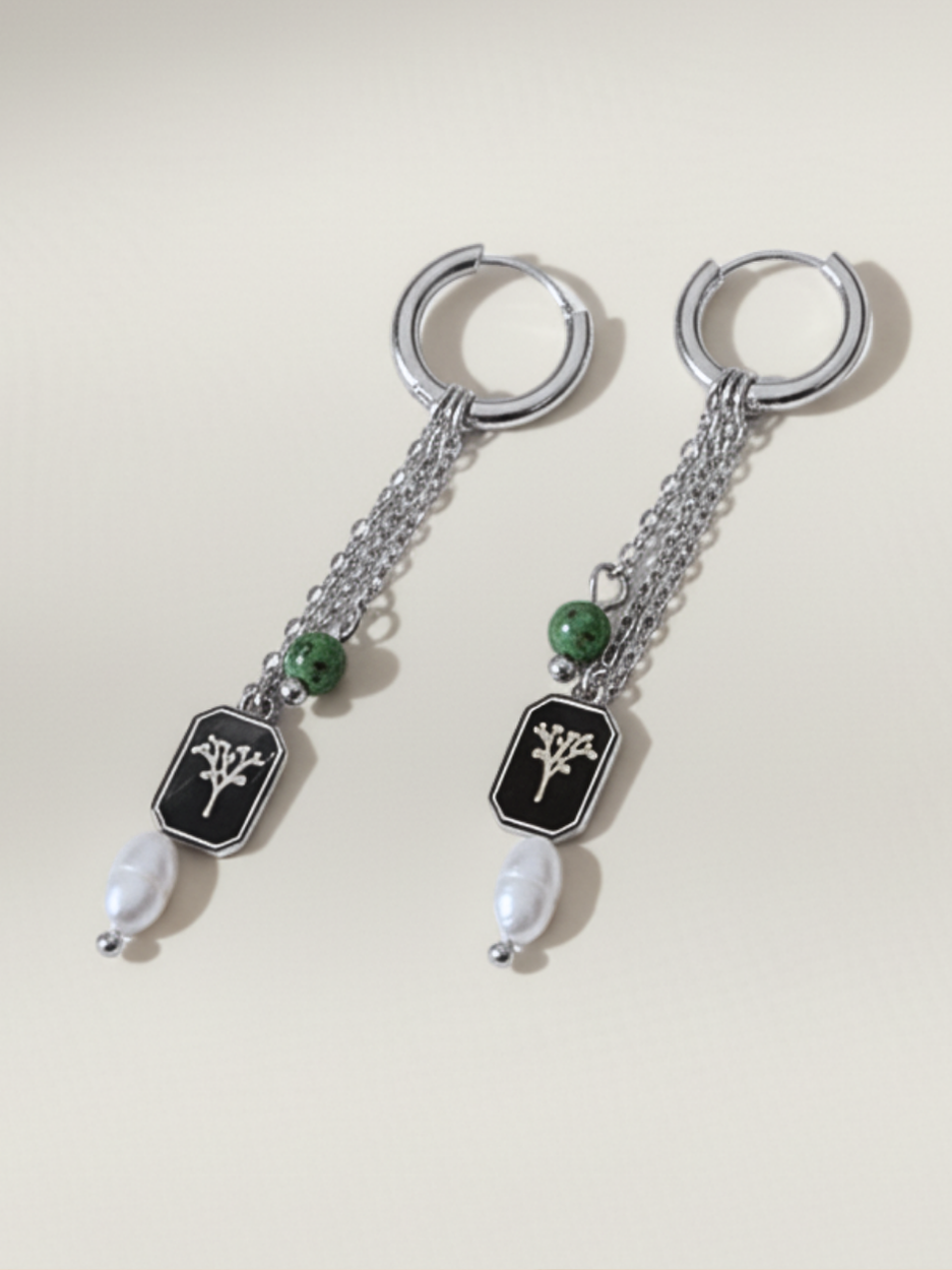 זוג עגילי טריפל קלואי כסף