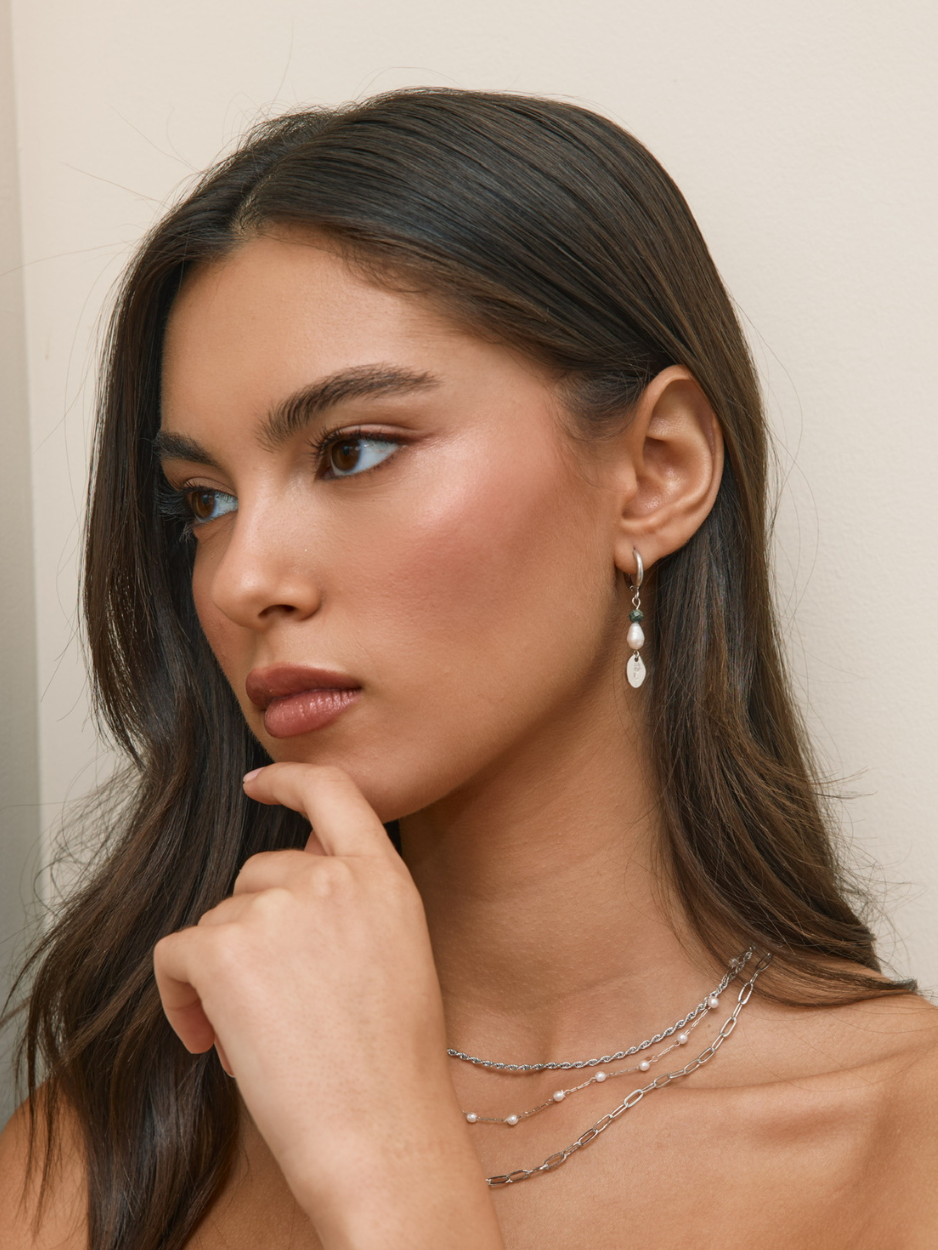 זוג עגילי רוז כסף