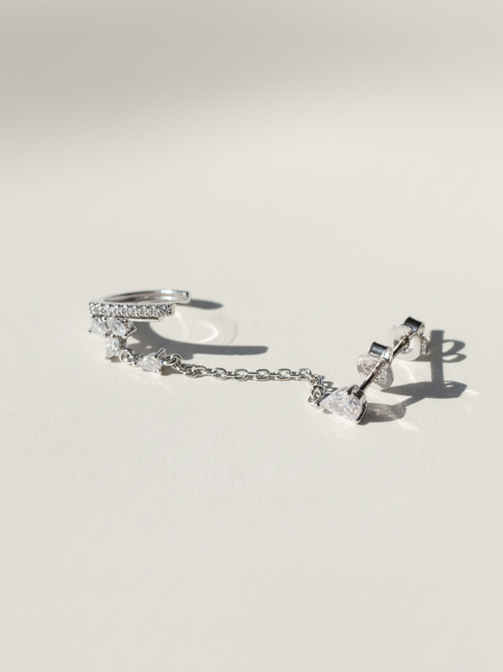 עגיל טיפה עדינה כפול כסף 925