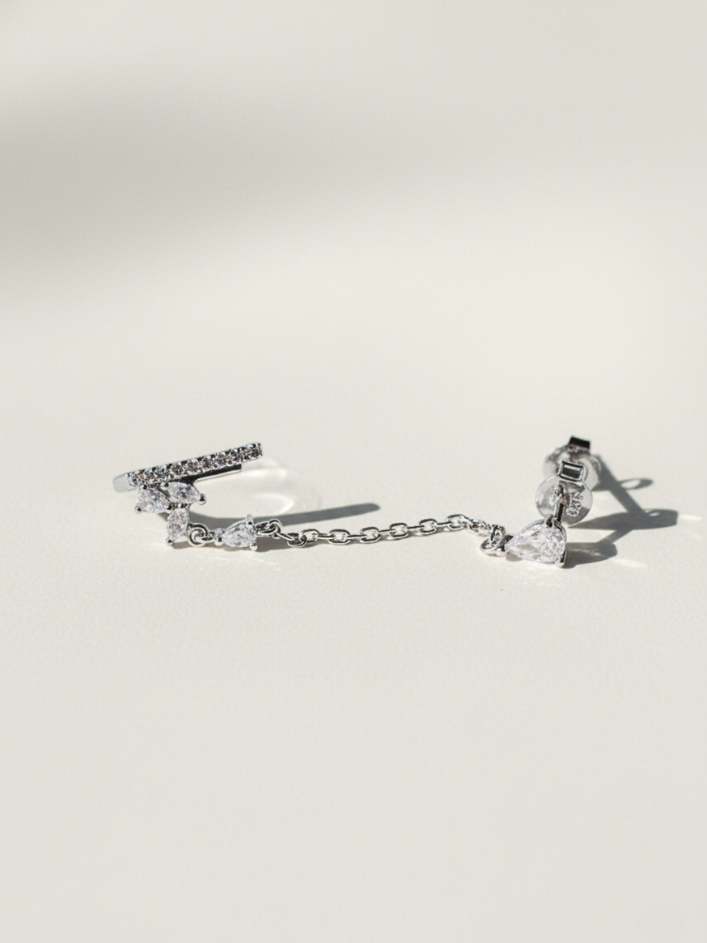 עגיל טיפה עדינה כפול כסף 925