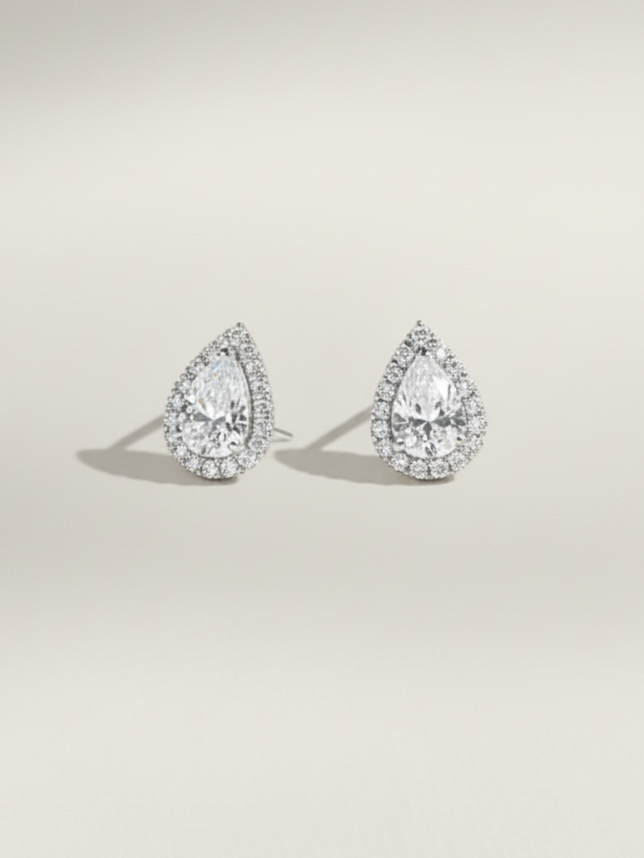 זוג עגילי טיפה גסה כסף 925