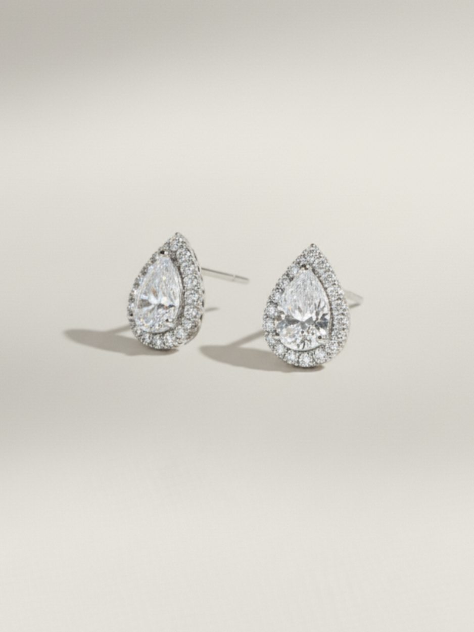 זוג עגילי טיפה גסה כסף 925