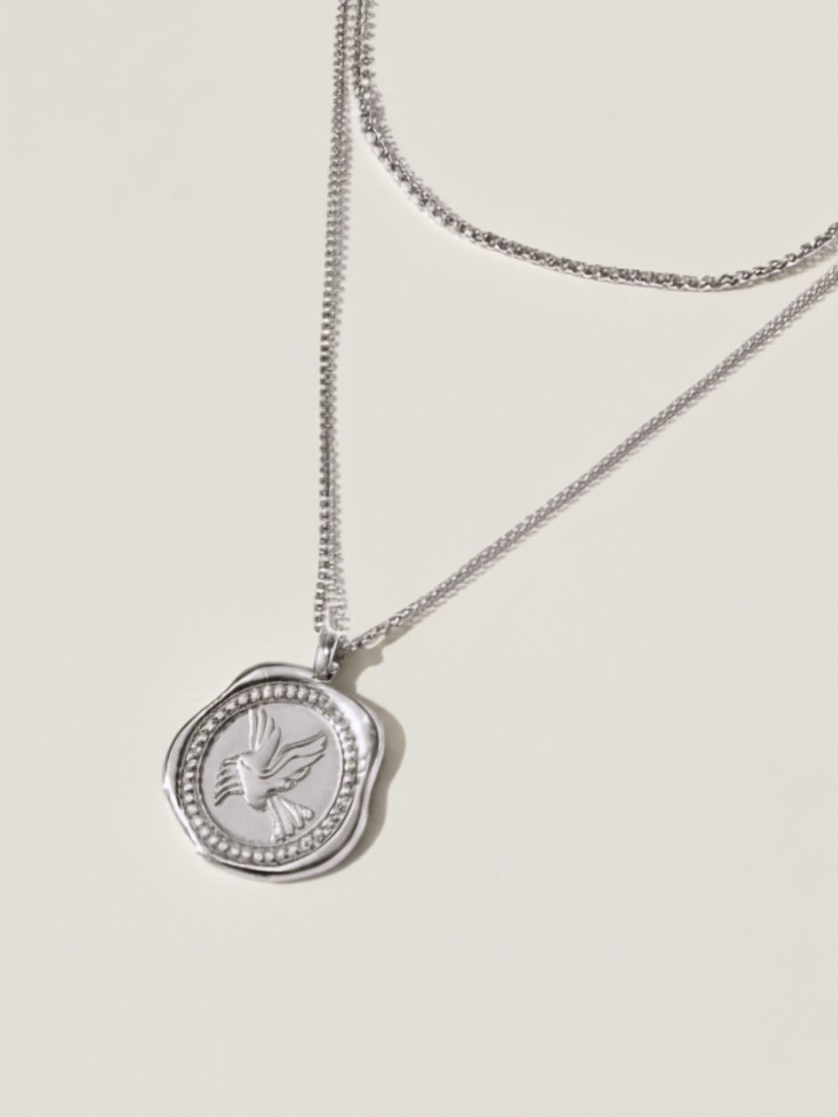 שרשרת מטבע כפולה כסף 925