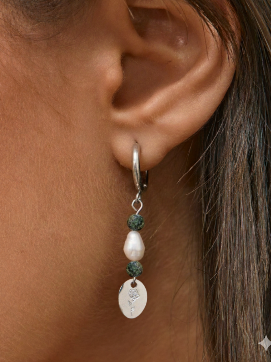 זוג עגילי רוז כסף