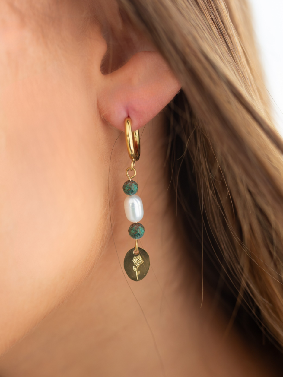 זוג עגילי רוז זהב