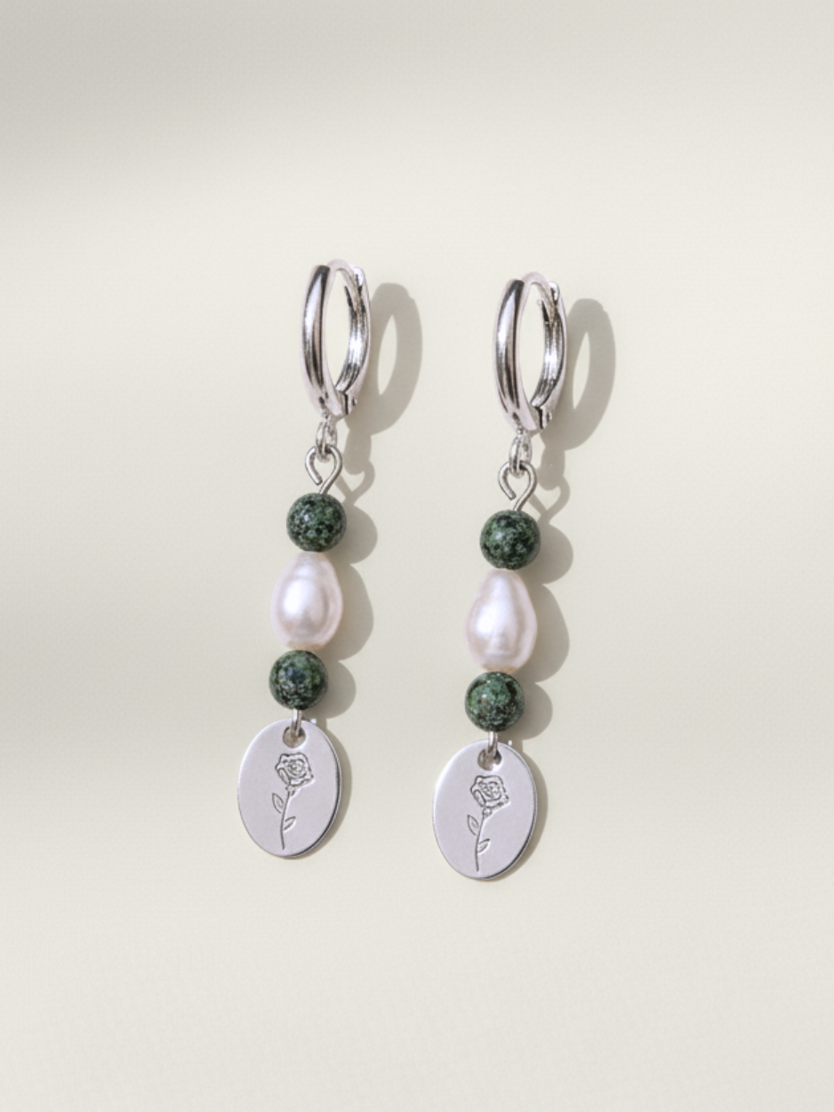 זוג עגילי רוז כסף