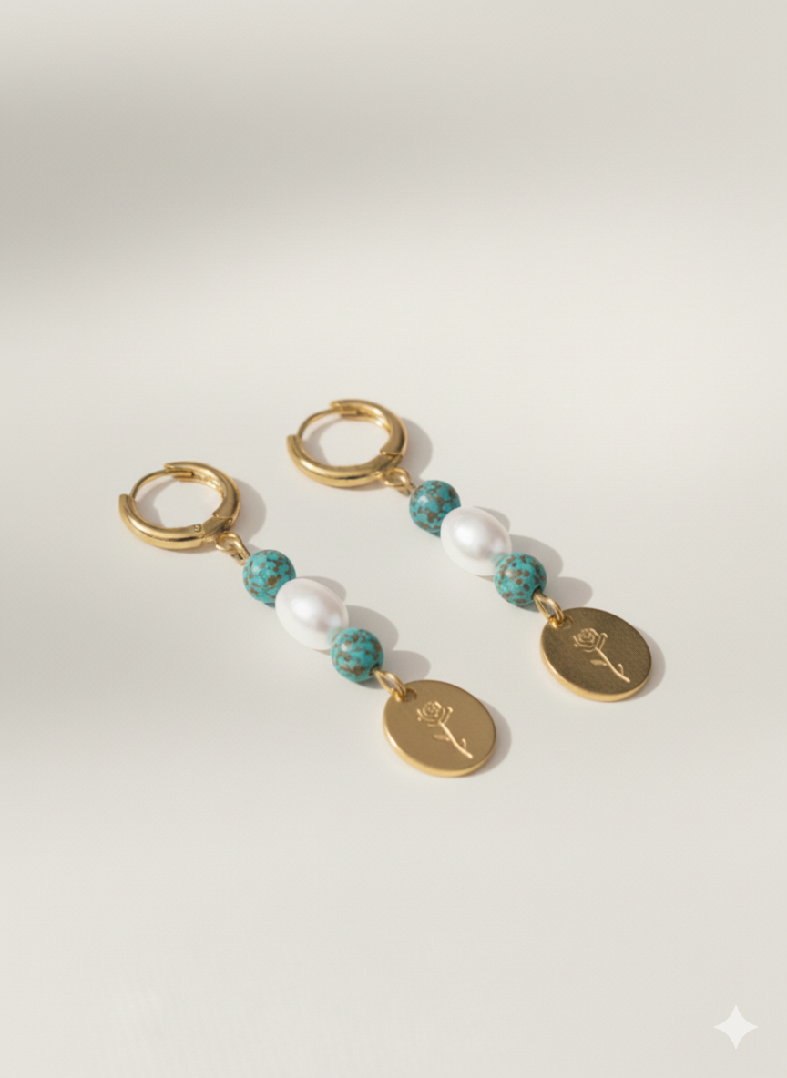 זוג עגילי רוז זהב