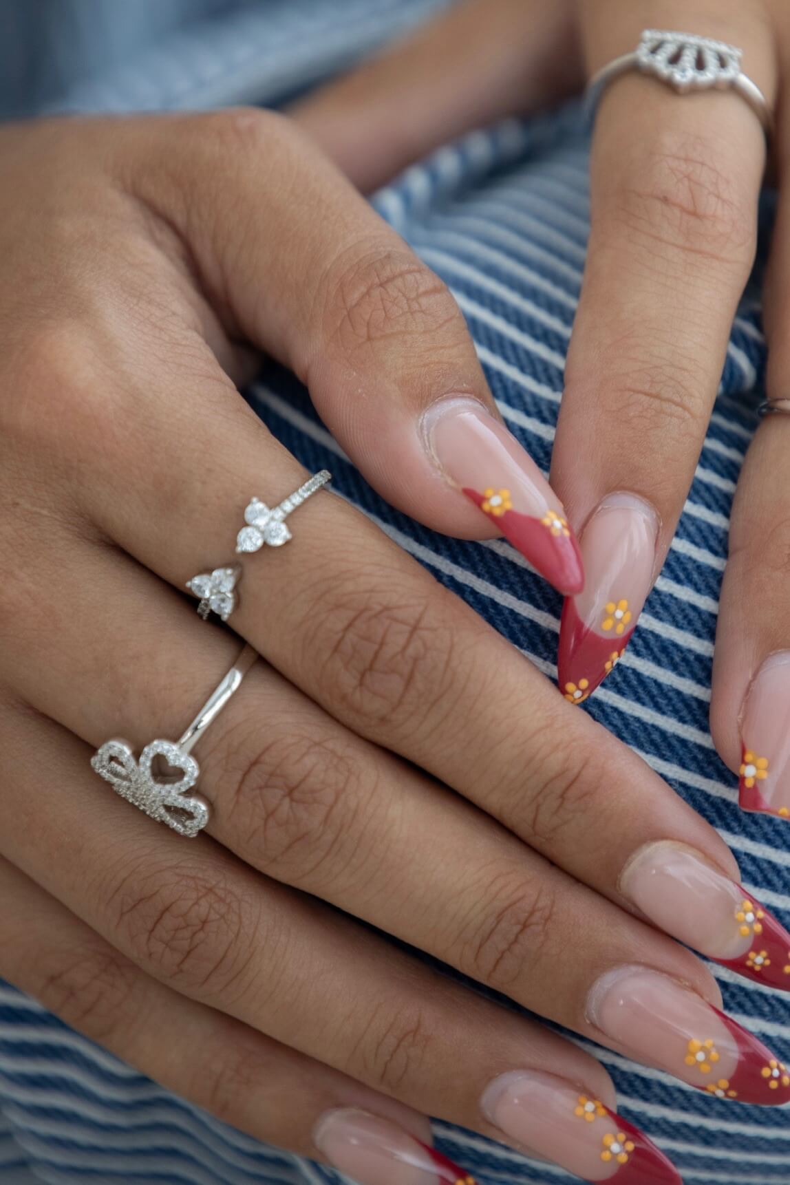 טבעת פרחים מתכווננת כסף 925