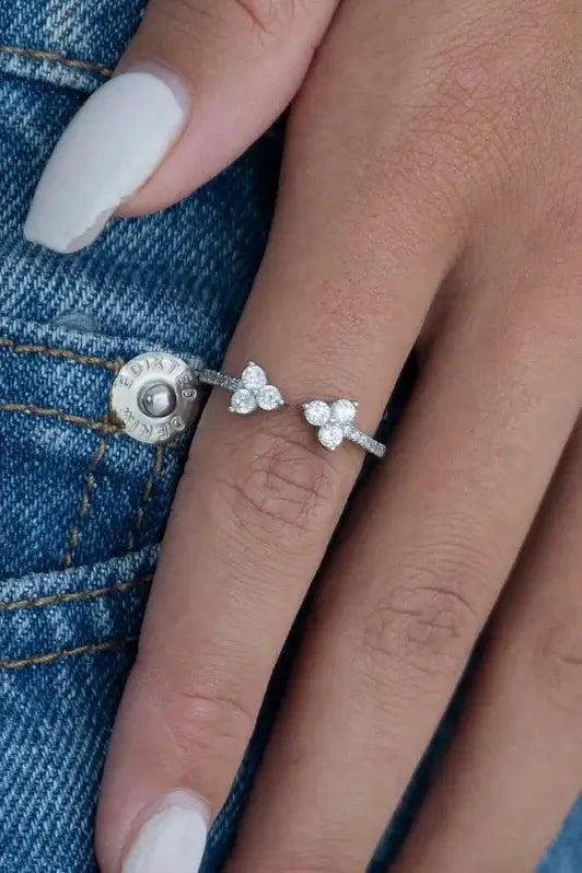 טבעת פרחים מתכווננת כסף 925