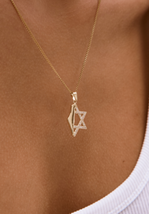 שרשרת מגן דוד מפת ארץ ישראל זהב