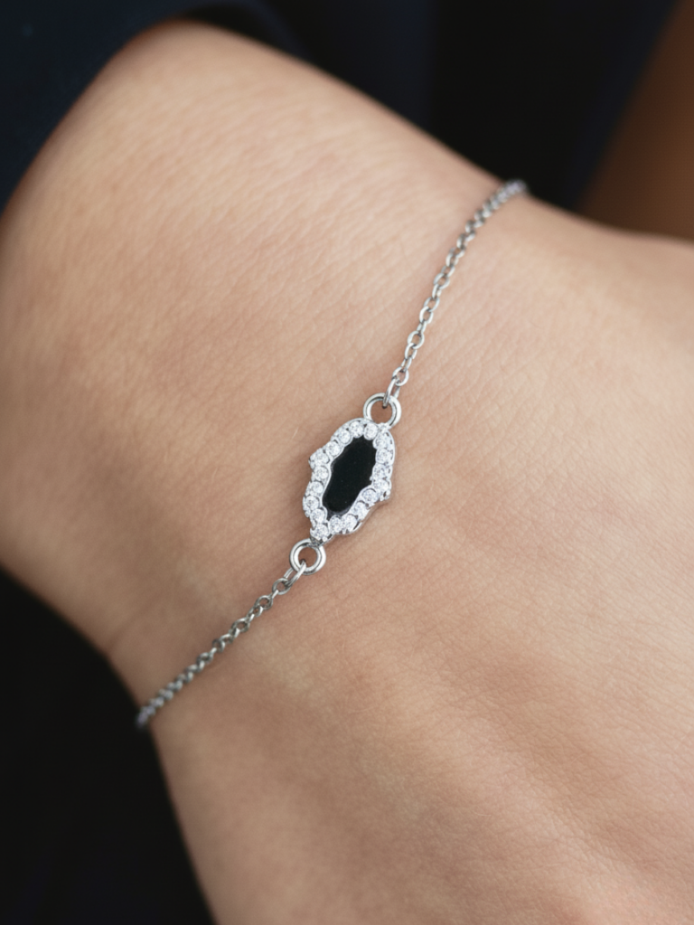 צמיד חמסה משובץ כסף 1