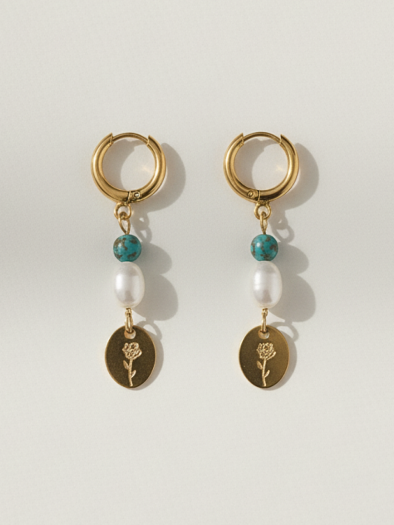 זוג עגילי רוז זהב