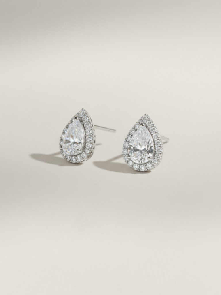 זוג עגילי טיפה גסה כסף 925