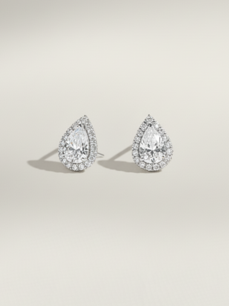 זוג עגילי טיפה גסה כסף 925 1