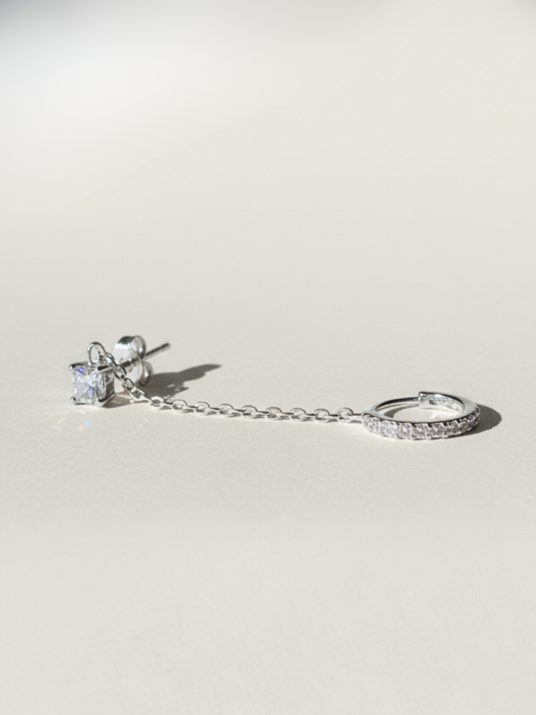 עגיל טווין קלאסי כפול כסף 925