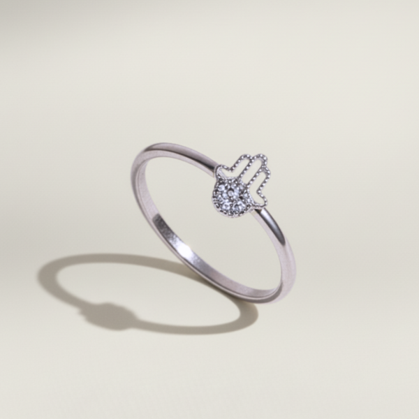 טבעת חמסה חצי משובצת כסף 925 1