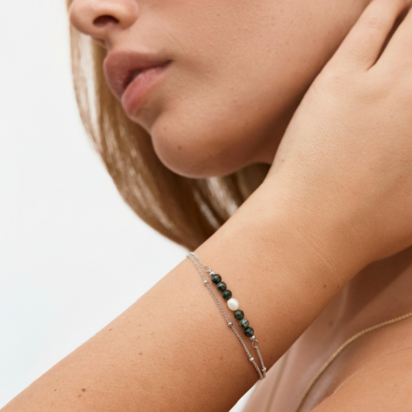 צמיד רומי כפול כסף-דוגמנית