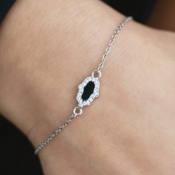 צמיד חמסה משובץ כסף 1