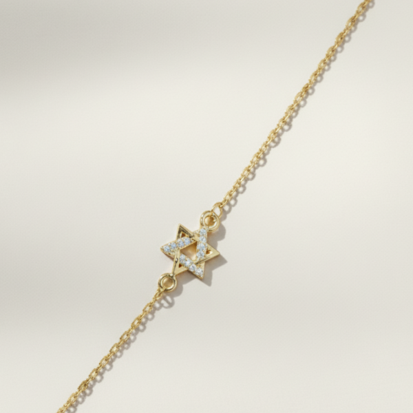 צמיד מגן דוד חצי משובץ זהב 1