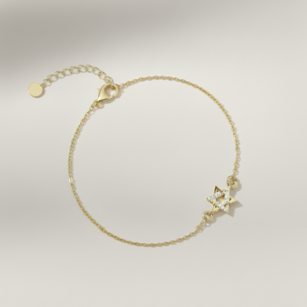 צמיד מגן דוד חצי משובץ זהב 2