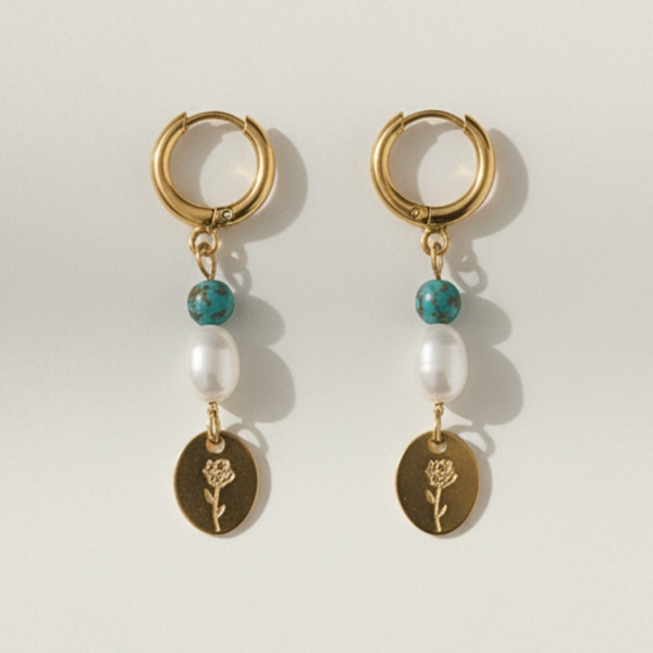 זוג עגילי רוז זהב