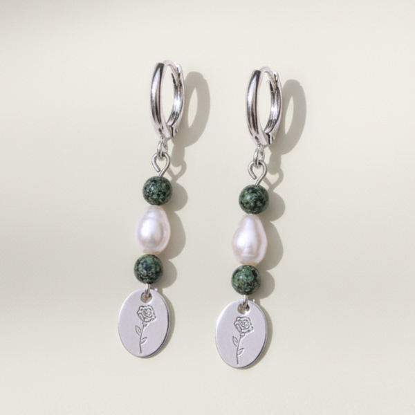 זוג עגילי רוז כסף